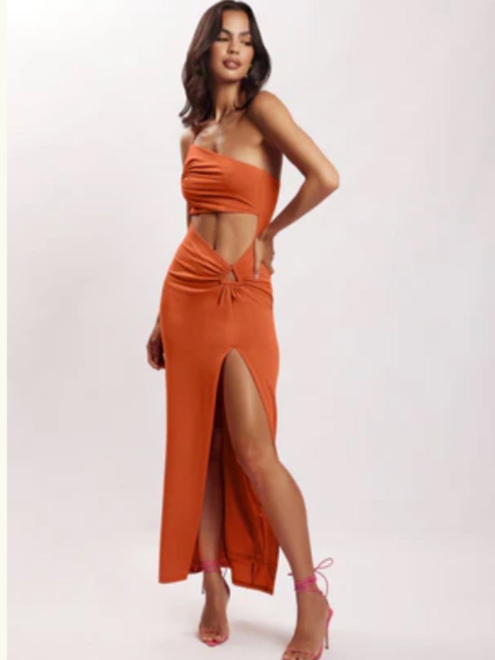 Meshki Sami Cut Out Midi Dress With Hardware - Burnt Orange